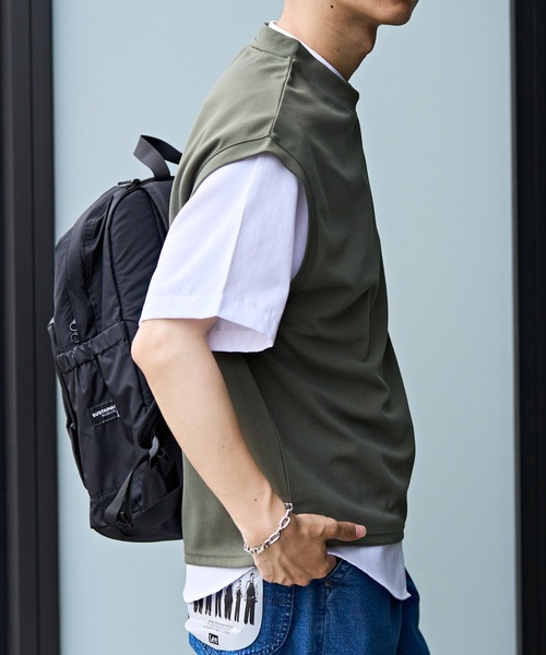 DISCOAT（ディスコート）の「カルゼポンチカットベストセットバンドカラー半袖シャツ（アンサンブル・メンズ・グレイッシュベージュ/カーキ/サックスブルー・MEDIUM/LARGE）」の18枚目の写真