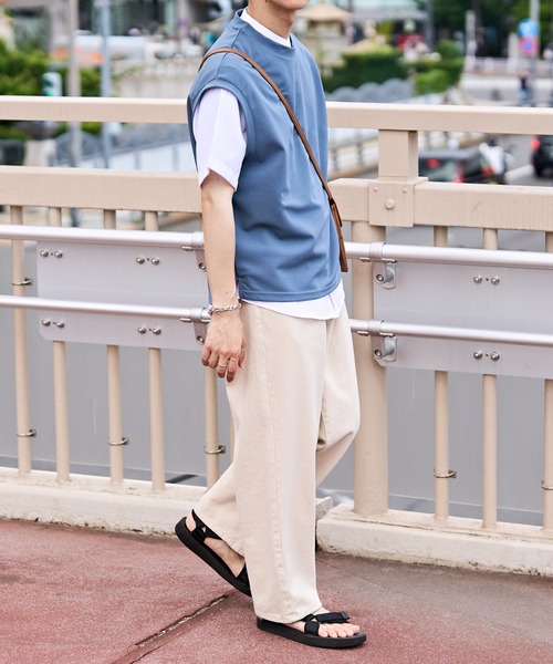 DISCOAT（ディスコート）の「カルゼポンチカットベストセットバンドカラー半袖シャツ（アンサンブル・メンズ・グレイッシュベージュ/カーキ/サックスブルー・MEDIUM/LARGE）」の20枚目の写真