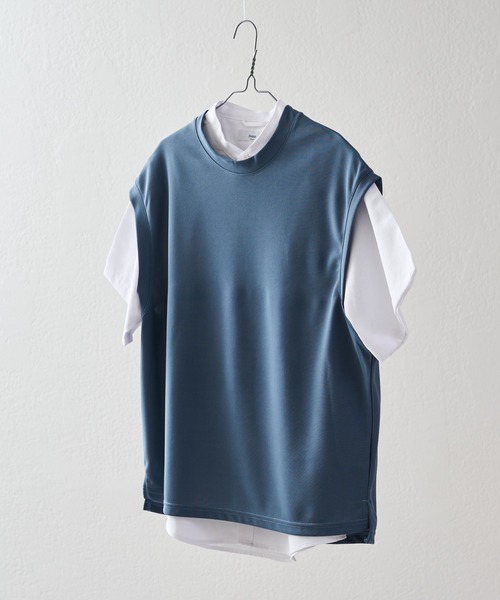 DISCOAT（ディスコート）の「カルゼポンチカットベストセットバンドカラー半袖シャツ（アンサンブル・メンズ・グレイッシュベージュ/カーキ/サックスブルー・MEDIUM/LARGE）」の22枚目の写真