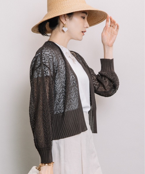 ELVENCE DEUX（エルベンスドゥ）の「スカシショートＣＤ（カーディガン/ボレロ・レディース・ダークブラウン/ベージュ/グリーン・FREE）」の13枚目の写真