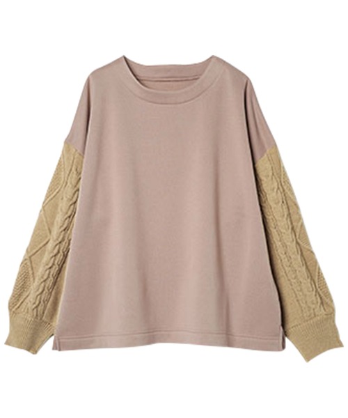 RANAN(ラナン)の「<アンチピリング>裏起毛袖ニットプルオーバー(Tシャツ/カットソー・レディース・サンドグレー/ブラック/チャコール・LL/M/L)」の4枚目の写真