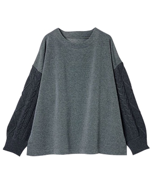 RANAN(ラナン)の「<アンチピリング>裏起毛袖ニットプルオーバー(Tシャツ/カットソー・レディース・サンドグレー/ブラック/チャコール・LL/M/L)」の5枚目の写真