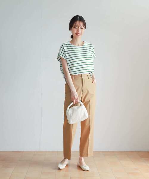 URBAN RESEARCH DOORS(アーバンリサーチドアーズ)の「2WAYスナップ釦畦ボーダーカットソー(Tシャツ/カットソー・レディース・ホワイト系その他/グリーン系その他/ブルー系その他・MEDIUM)」の8枚目の写真