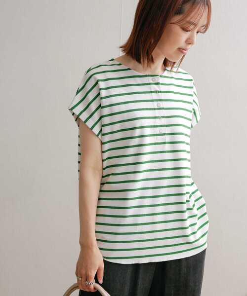 URBAN RESEARCH DOORS(アーバンリサーチドアーズ)の「2WAYスナップ釦畦ボーダーカットソー(Tシャツ/カットソー・レディース・ホワイト系その他/グリーン系その他/ブルー系その他・MEDIUM)」の17枚目の写真