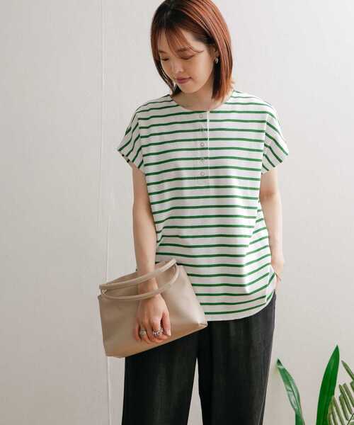 URBAN RESEARCH DOORS(アーバンリサーチドアーズ)の「2WAYスナップ釦畦ボーダーカットソー(Tシャツ/カットソー・レディース・ホワイト系その他/グリーン系その他/ブルー系その他・MEDIUM)」の19枚目の写真