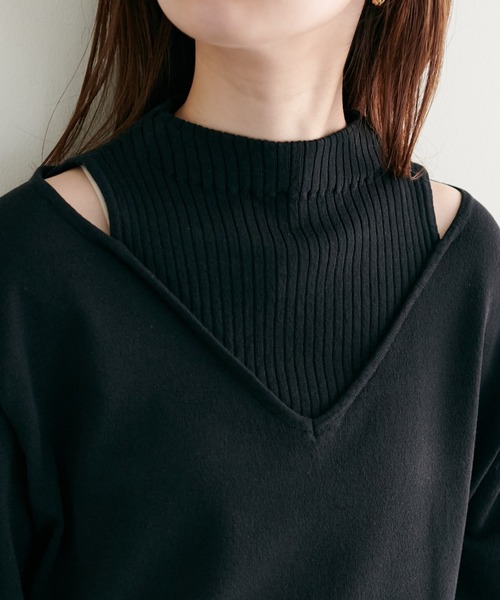 natural couture(ナチュラルクチュール)の「2022AWアイテム/チラ見せレイヤード風ニット(ニット/セーター・レディース・ライトベージュ/グリーン/ブラック・FREE)」の19枚目の写真