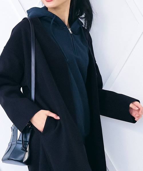 coca（coca）（コカ）の「洗える！ノーカラーアウター（ノーカラーコート・レディース・ライトブルー/ブラック/ベージュ/グリーン/ピンク系その他/ダークベージュ・M/L）」の17枚目の写真