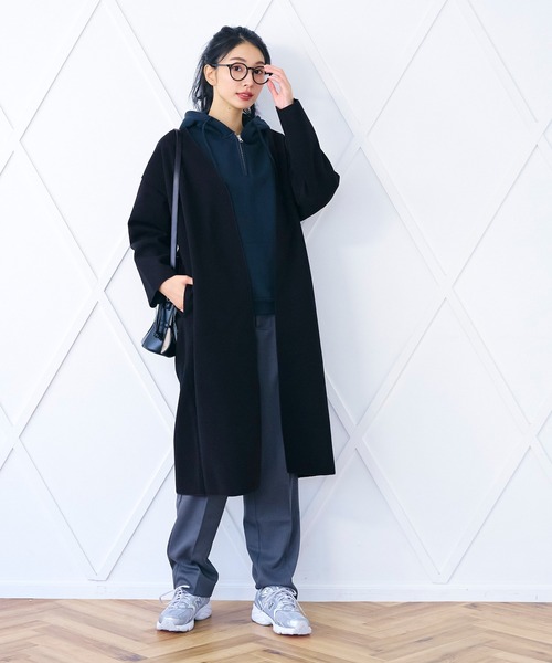 coca（coca）（コカ）の「洗える！ノーカラーアウター（ノーカラーコート・レディース・ライトブルー/ブラック/ベージュ/グリーン/ピンク系その他/ダークベージュ・M/L）」の15枚目の写真