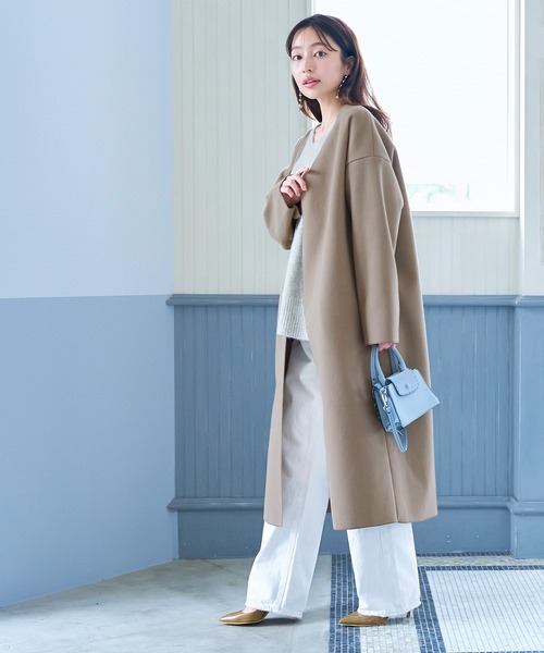 【新品タグ付き】ADORE コンパクトコットンノーカラーコート M ベージュ 新品タグ付き】ADORE コンパクトコットンノーカラーコート M ベージュ