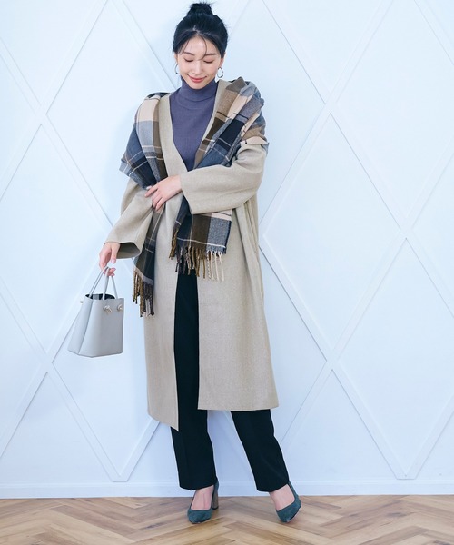 coca（coca）（コカ）の「洗える！ノーカラーアウター（ノーカラーコート・レディース・ライトブルー/ブラック/ベージュ/グリーン/ピンク系その他/ダークベージュ・M/L）」の10枚目の写真