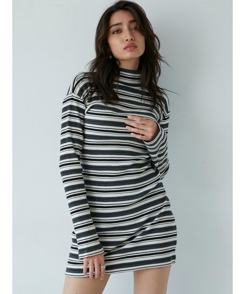 GYDA（ジェイダ）の「テレコタートルタイトワンピース（ワンピース・レディース・ブラック/ベージュ/その他1・FREE）」の3枚目の写真