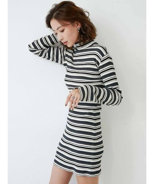 GYDA（ジェイダ）の「テレコタートルタイトワンピース（ワンピース・レディース・ブラック/ベージュ/その他1・FREE）」の4枚目の写真