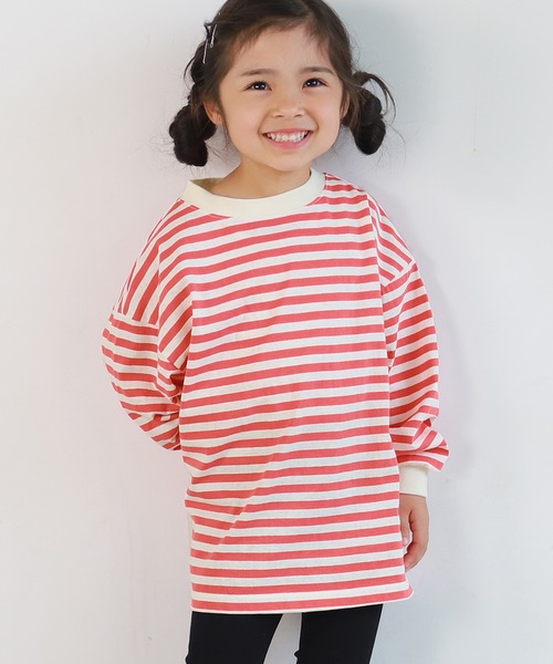 coca（coca）（コカ）の「キッズ ゆるっとボーダーTee（Tシャツ/カットソー・キッズ・ブラック/オレンジ・100/110/120/130）」の2枚目の写真