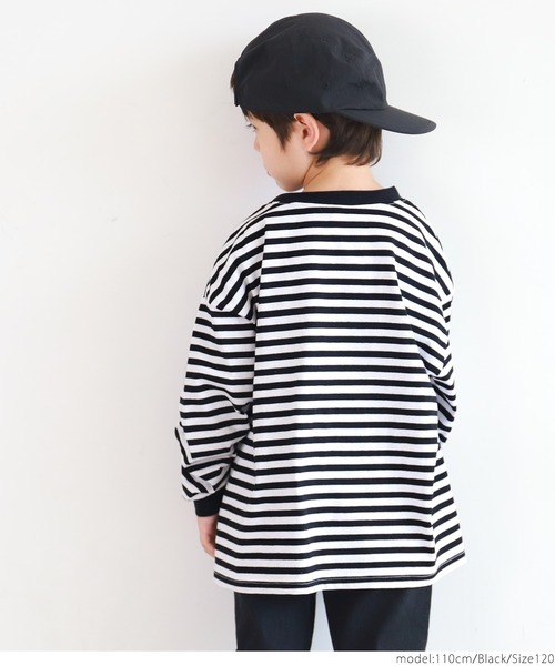 coca（coca）（コカ）の「キッズ ゆるっとボーダーTee（Tシャツ/カットソー・キッズ・ブラック/オレンジ・100/110/120/130）」の12枚目の写真