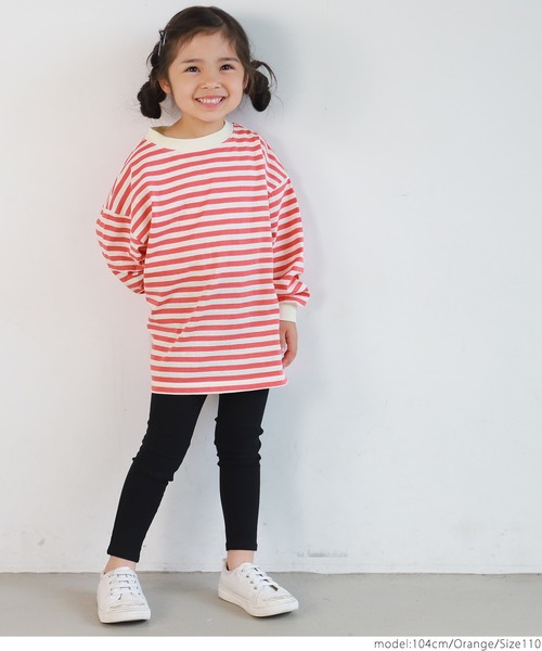 coca（coca）（コカ）の「キッズ ゆるっとボーダーTee（Tシャツ/カットソー・キッズ・ブラック/オレンジ・100/110/120/130）」の10枚目の写真