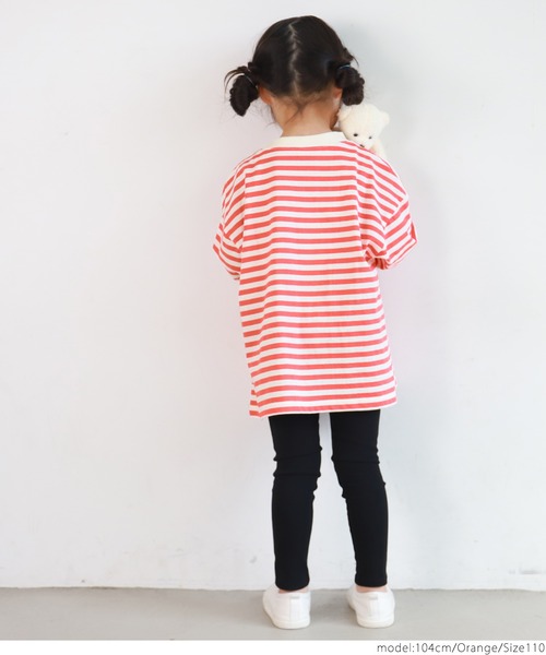 coca（coca）（コカ）の「キッズ ゆるっとボーダーTee（Tシャツ/カットソー・キッズ・ブラック/オレンジ・100/110/120/130）」の8枚目の写真