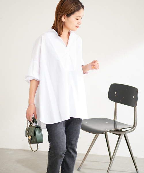 JOURNAL STANDARD（ジャーナルスタンダード）の「フロントブザムポンチョシャツ（シャツ/ブラウス・レディース・ベージュ系その他/ホワイト/ブラウン/ホワイト系その他・FREE）」の8枚目の写真