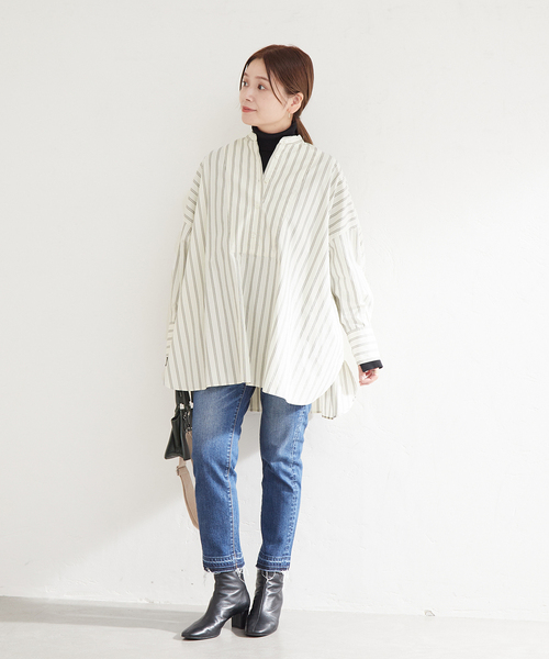 JOURNAL STANDARD（ジャーナルスタンダード）の「フロントブザムポンチョシャツ（シャツ/ブラウス・レディース・ベージュ系その他/ホワイト/ブラウン/ホワイト系その他・FREE）」の10枚目の写真