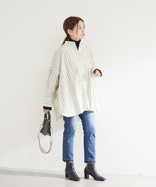 JOURNAL STANDARD（ジャーナルスタンダード）の「フロントブザムポンチョシャツ（シャツ/ブラウス・レディース・ベージュ系その他/ホワイト/ブラウン/ホワイト系その他・FREE）」の11枚目の写真