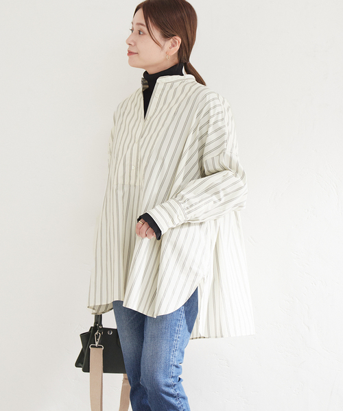 JOURNAL STANDARD（ジャーナルスタンダード）の「フロントブザムポンチョシャツ（シャツ/ブラウス・レディース・ベージュ系その他/ホワイト/ブラウン/ホワイト系その他・FREE）」の12枚目の写真