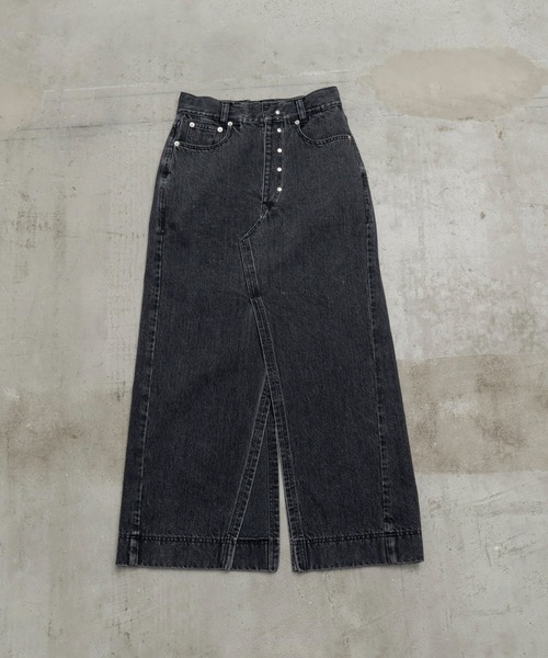 MAISON SPECIAL（メゾンスペシャル）の「インサイドアウトリバーシブルロングスカート【MAISON SPECIAL/メゾンスペシャル】（デニムスカート・レディース・ブラック/ブルー・38/36）」の21枚目の写真