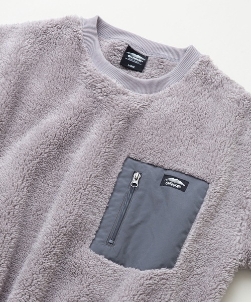 OUTDOOR PRODUCTS(アウトドアプロダクツ)の「【OUTDOOR PRODUCTS/アウトドアプロダクツ】防風ボアトレーナー クルーネック ワンポイントブランドロゴ(スウェット・メンズ・グレー/ベージュ/アイボリー/ブラック・LARGE/X-LARGE/MEDIUM)」の6枚目の写真