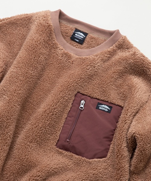 OUTDOOR PRODUCTS(アウトドアプロダクツ)の「【OUTDOOR PRODUCTS/アウトドアプロダクツ】防風ボアトレーナー クルーネック ワンポイントブランドロゴ(スウェット・メンズ・グレー/ベージュ/アイボリー/ブラック・LARGE/X-LARGE/MEDIUM)」の8枚目の写真