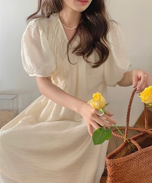 Cham.（チャム）の「カシュクールギャザーワンピース（ワンピース・レディース・アイボリー・F）」の2枚目の写真