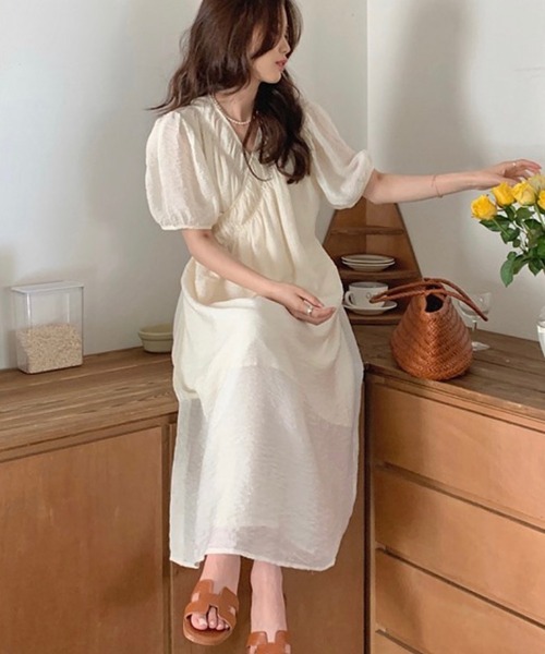 Cham.（チャム）の「カシュクールギャザーワンピース（ワンピース・レディース・アイボリー・F）」の9枚目の写真