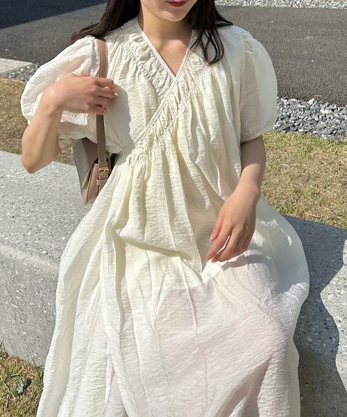 Cham.（チャム）の「カシュクールギャザーワンピース（ワンピース・レディース・アイボリー・F）」の20枚目の写真