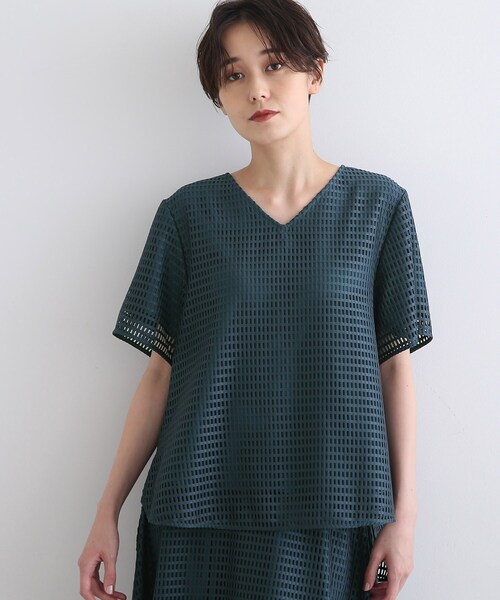INDIVI（インディヴィ）の「◇メッシュレーストップス（Tシャツ