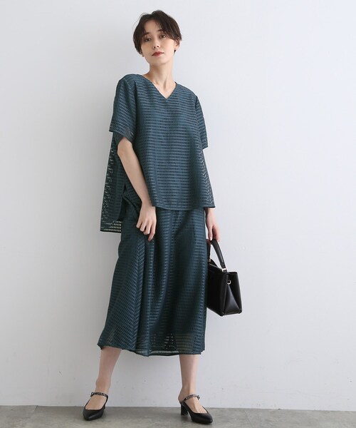 INDIVI（インディヴィ）の「◇メッシュレーストップス（Tシャツ