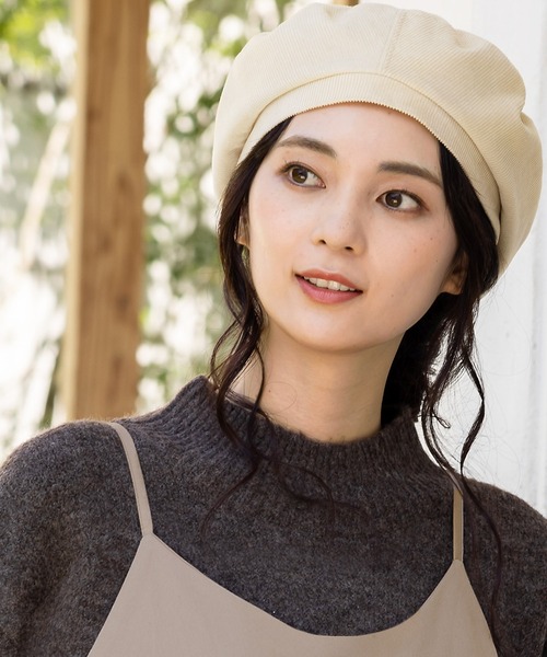 QUEENHEAD（クイーンヘッド）の「コーデュロイ ハンティングベレー帽（ハンチング/ベレー帽・レディース・ブラック/ライトブラウン/ライトベージュ・FREE）」の3枚目の写真