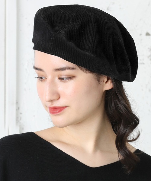 QUEENHEAD（クイーンヘッド）の「コーデュロイ ハンティングベレー帽（ハンチング/ベレー帽・レディース・ブラック/ライトブラウン/ライトベージュ・FREE）」の4枚目の写真