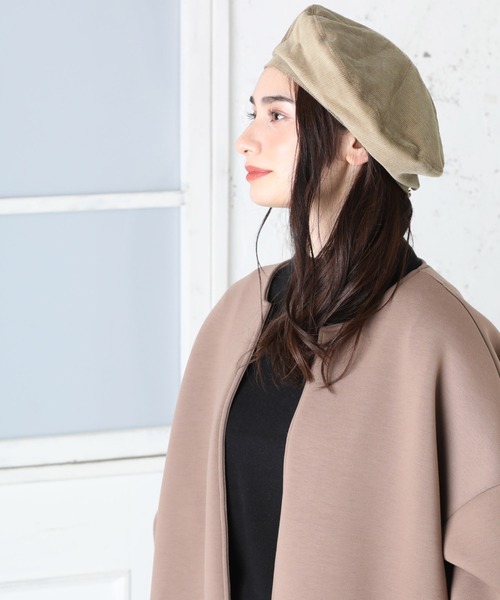 QUEENHEAD（クイーンヘッド）の「コーデュロイ ハンティングベレー帽（ハンチング/ベレー帽・レディース・ブラック/ライトブラウン/ライトベージュ・FREE）」の14枚目の写真