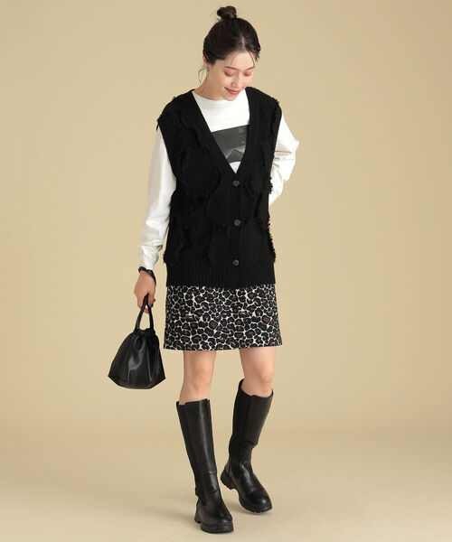 【ALAIA】ヒョウ柄ジャカードストレッチニットミニスカート セール】ヒョウ柄スカートミニスカート（スカート）｜GEMEDA