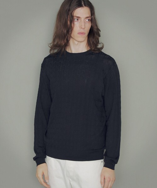 MACKINTOSH LONDON（マッキントッシュ ロンドン）の「ケーブルクルーネックニット（ニット/セーター・メンズ・グレー系その他2/ブラウン系その他7/ダークネイビー・XL/M/L）」の3枚目の写真