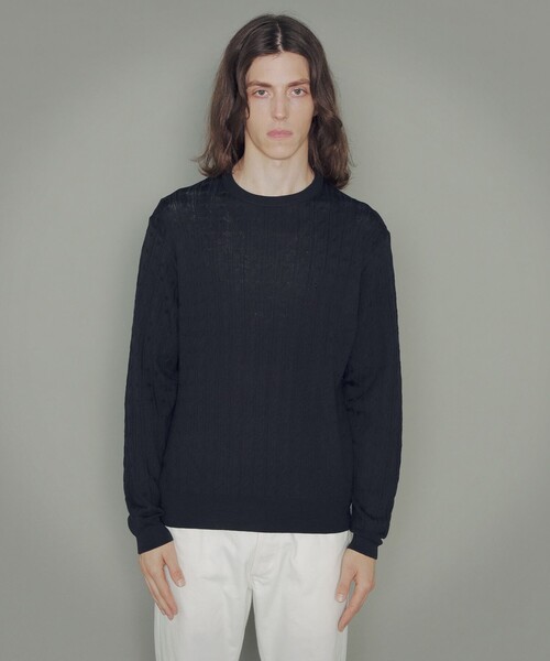 MACKINTOSH LONDON（マッキントッシュ ロンドン）の「ケーブルクルーネックニット（ニット/セーター・メンズ・グレー系その他2/ブラウン系その他7/ダークネイビー・XL/M/L）」の8枚目の写真