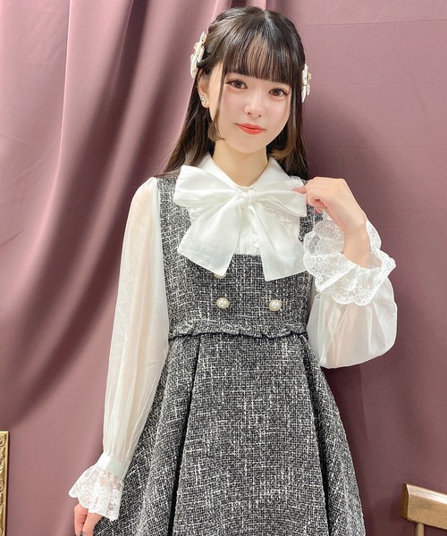 ROJITA(ロジータ)の「シアースリーブツイードワンピース(ワンピース・レディース・ブラック/ホワイト/グレー・FREE)」の11枚目の写真