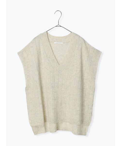 sm2rhythm（サマンサモスモスリズム）の「柄編みニットベスト（ベスト・レディース・ホワイト/ネイビー/グレー・ﾌﾘ-）」の2枚目の写真