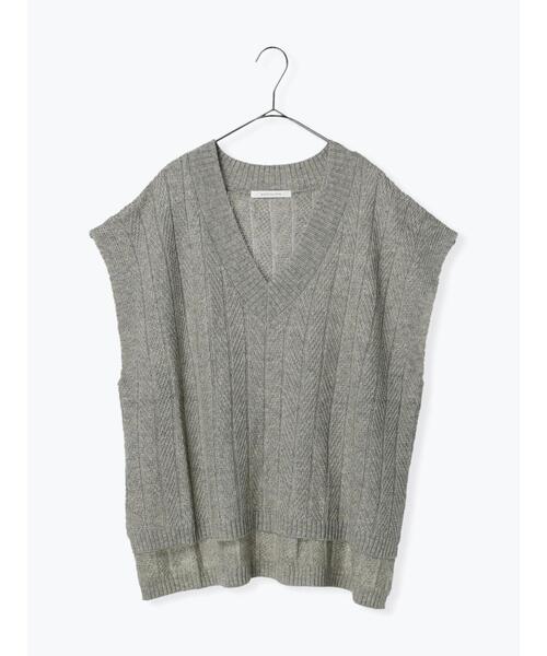 sm2rhythm（サマンサモスモスリズム）の「柄編みニットベスト（ベスト・レディース・ホワイト/ネイビー/グレー・ﾌﾘ-）」の4枚目の写真