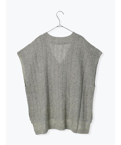 sm2rhythm（サマンサモスモスリズム）の「柄編みニットベスト（ベスト・レディース・ホワイト/ネイビー/グレー・ﾌﾘ-）」の5枚目の写真
