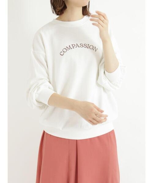 Samansa Mos2 blue（サマンサモスモスブルー）の「刺繍ロゴスウェット（Tシャツ/カットソー・レディース・ベージュ/オフホワイト/ブルー/グリーン・ﾌﾘ-）」の2枚目の写真