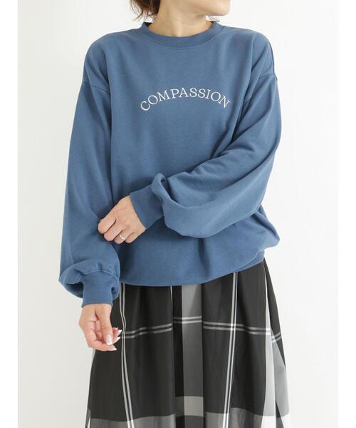 Samansa Mos2 blue（サマンサモスモスブルー）の「刺繍ロゴスウェット（Tシャツ/カットソー・レディース・ベージュ/オフホワイト/ブルー/グリーン・ﾌﾘ-）」の4枚目の写真