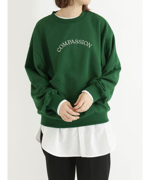 Samansa Mos2 blue（サマンサモスモスブルー）の「刺繍ロゴスウェット（Tシャツ/カットソー・レディース・ベージュ/オフホワイト/ブルー/グリーン・ﾌﾘ-）」の3枚目の写真