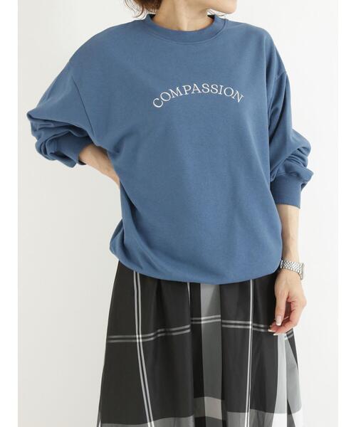 Samansa Mos2 blue（サマンサモスモスブルー）の「刺繍ロゴスウェット（Tシャツ/カットソー・レディース・ベージュ/オフホワイト/ブルー/グリーン・ﾌﾘ-）」の7枚目の写真