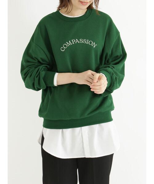 Samansa Mos2 blue（サマンサモスモスブルー）の「刺繍ロゴスウェット（Tシャツ/カットソー・レディース・ベージュ/オフホワイト/ブルー/グリーン・ﾌﾘ-）」の10枚目の写真