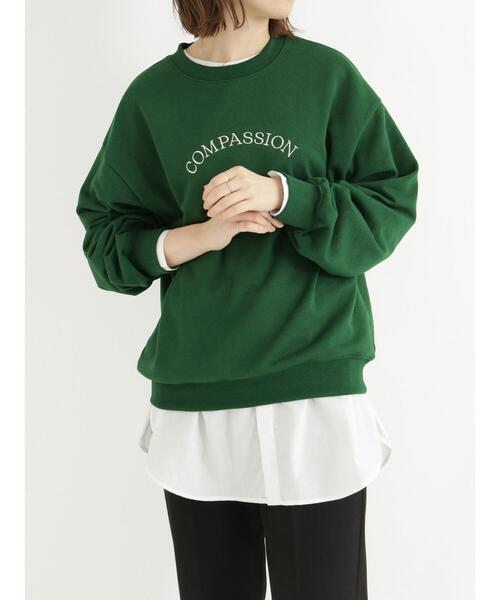 Samansa Mos2 blue（サマンサモスモスブルー）の「刺繍ロゴスウェット（Tシャツ/カットソー・レディース・ベージュ/オフホワイト/ブルー/グリーン・ﾌﾘ-）」の11枚目の写真