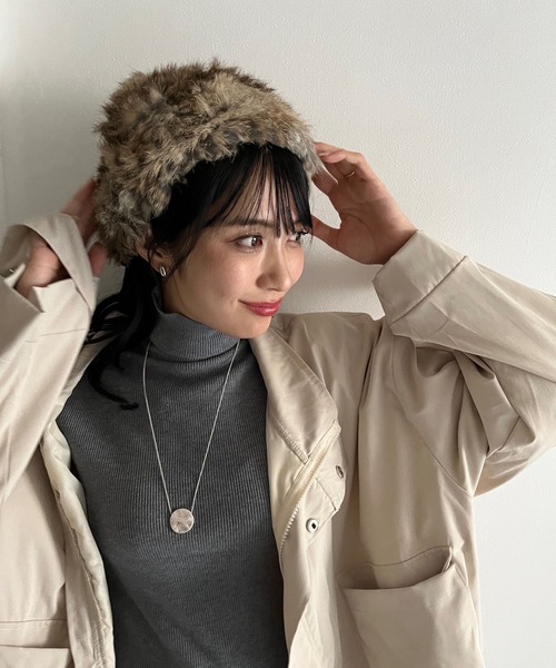 セール】ラビットファーニット帽（ニットキャップ/ビーニー