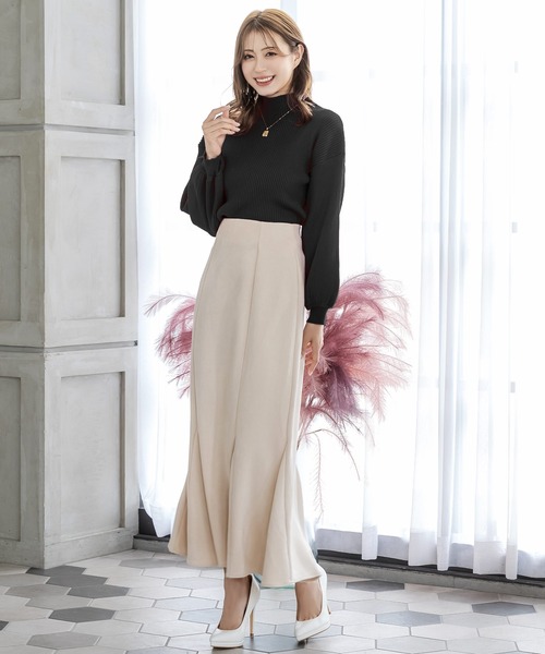 Julia Boutique(ジュリアブティック)の「パーソナルカラーボリュームスリーブニットトップス/22570(ニット/セーター・レディース・レッド/グリーン/キャメル/ライム/ラベンダー/ネイビー/パープル/マスタード/モカ/ブラック/アイボリー/サックスブルー・ONE)」の15枚目の写真